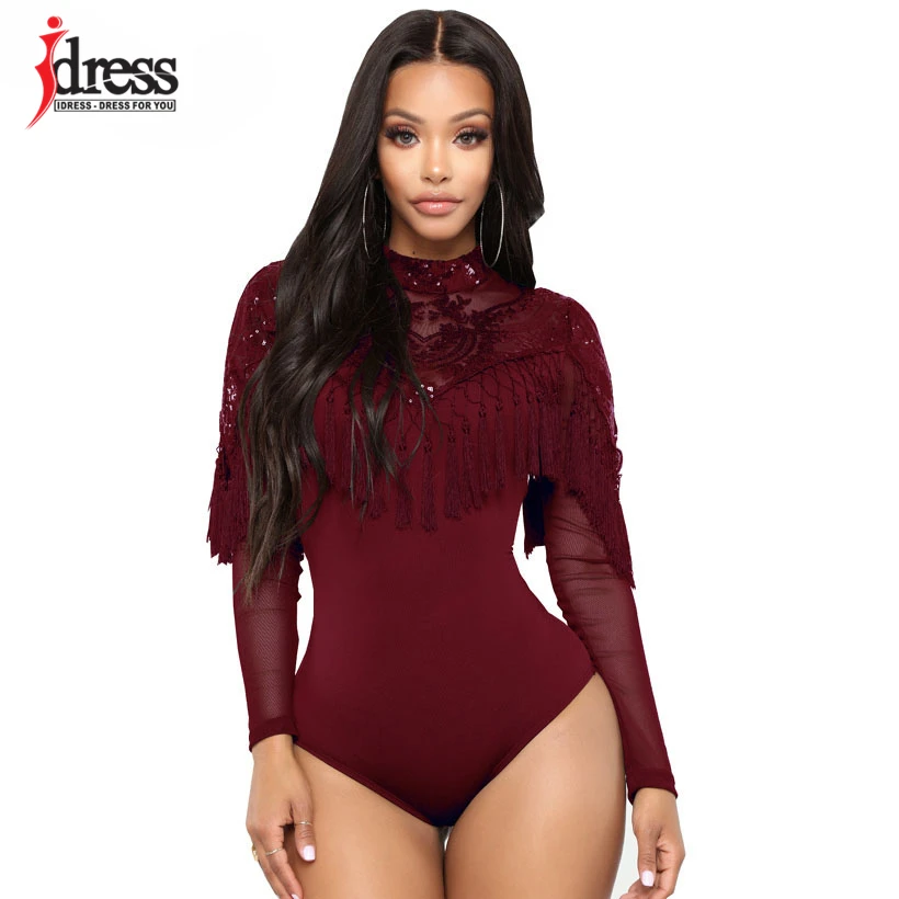Сексуальное боди IDress черное/синее/красное с блестками элегантные модные высоким