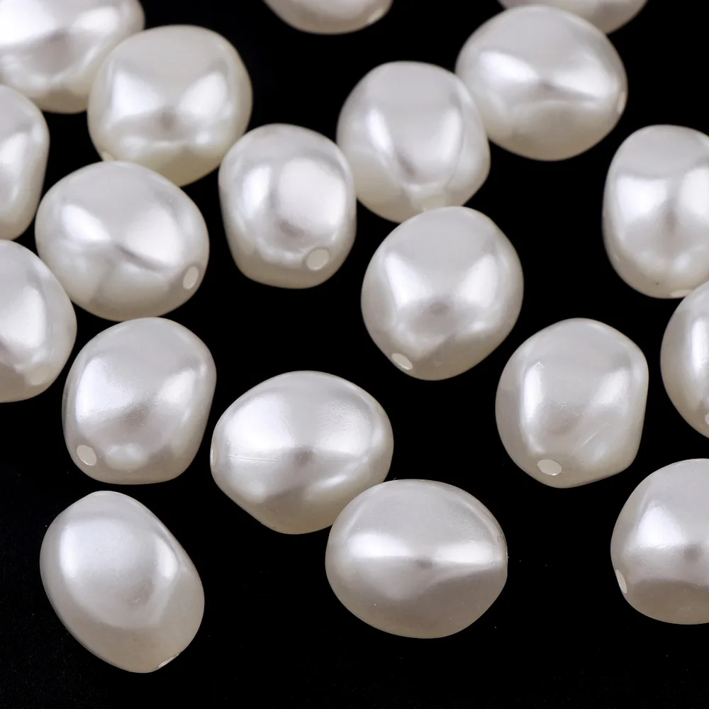 

50g/lot Ivory ABS Imitation Pearl Beads Heart Irregular Smooth Perforated For Jewelry Making Arts Crafts Apparel Sewing Beads