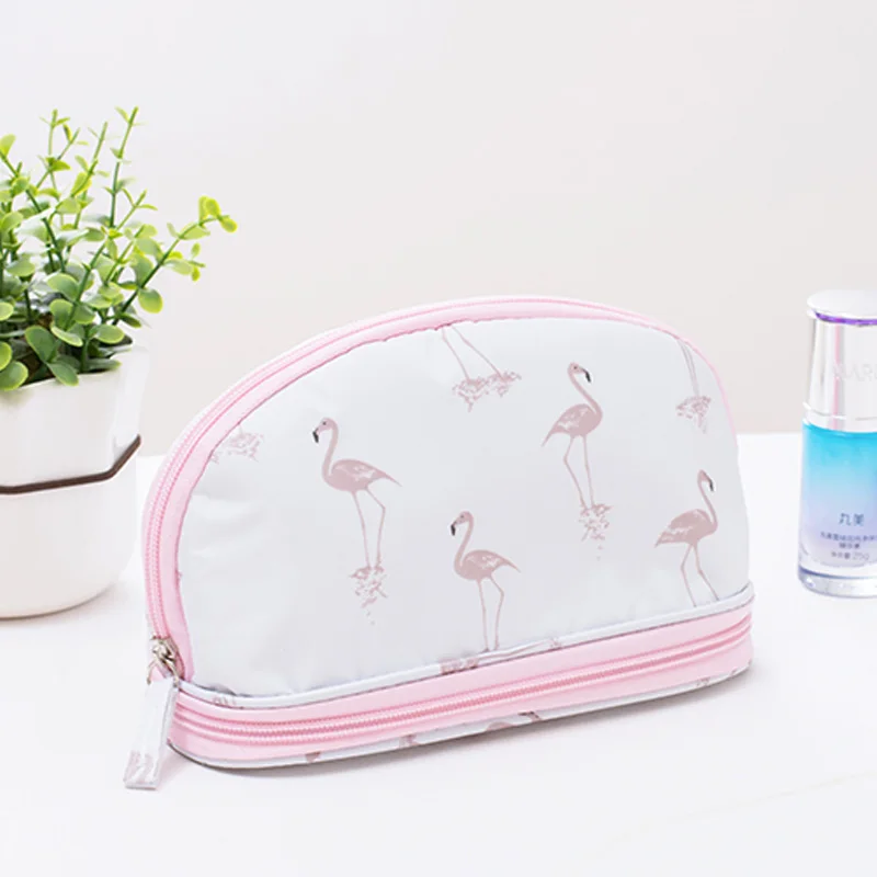 White flamingos Женская косметичка Фламинго портативный водонепроницаемый двухслойный дорожный косметический мешок сумки Органайзер косметический чехол для макияжа - Цвет: White flamingos