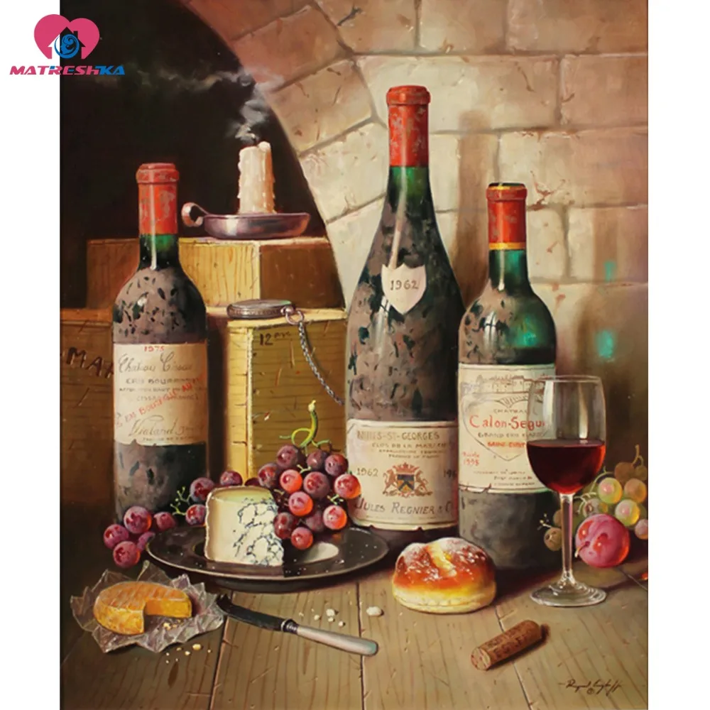 Бриллиантовая украшающая картина для бутылки вина грейпфрут Алмазная мозаика