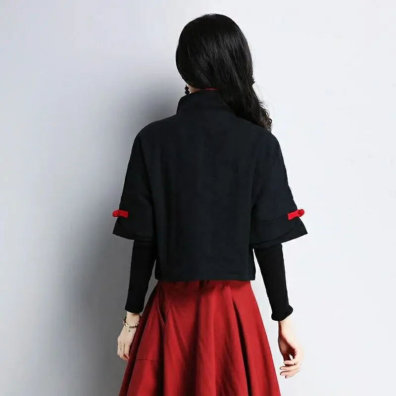 Женские китайские Топы Hanfu ретро винтажная рубашка с вышивкой Этнические женские