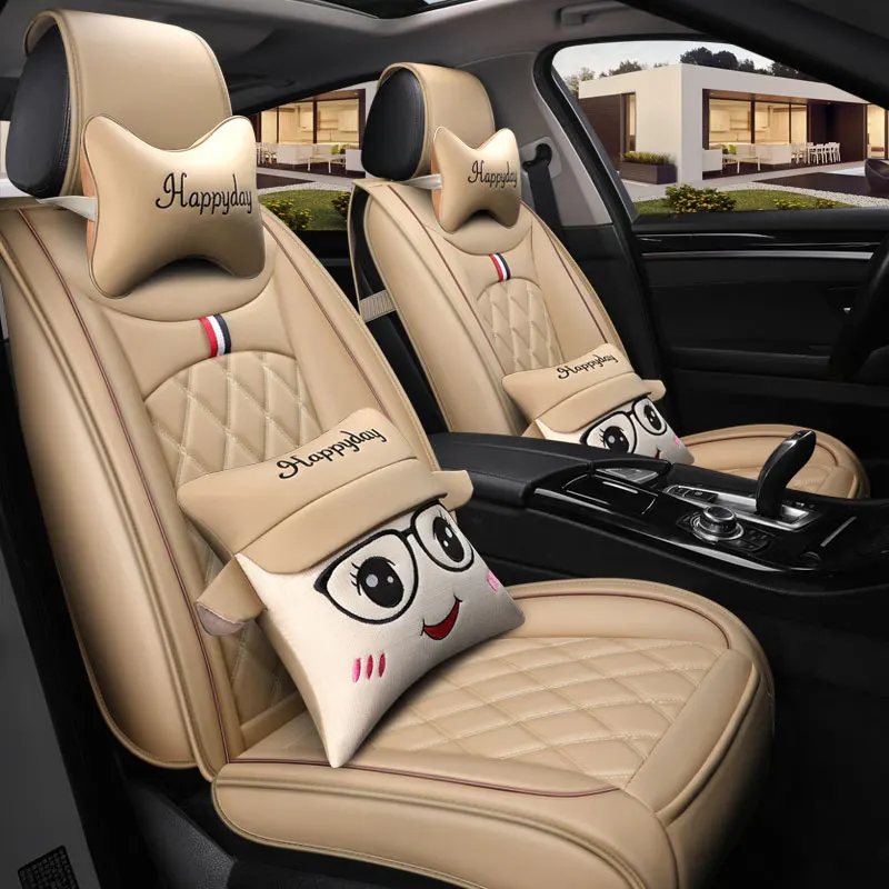 Кожаные Защитные чехлы на сиденье автомобиля авто подушка мультфильм Поясничный