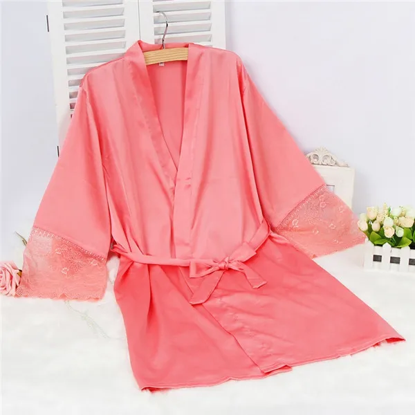Сексуальное Женское ночное белье со средним рукавом 7993 M L XL XXL, кружевные женские халаты из натурального шелка LM93 - Цвет: Красный