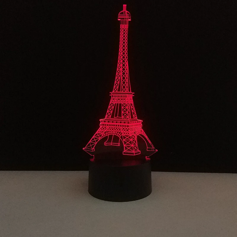 3D Красочные настольные лампы USB Светодиодная лампа Франция Париж Эйфелева башня