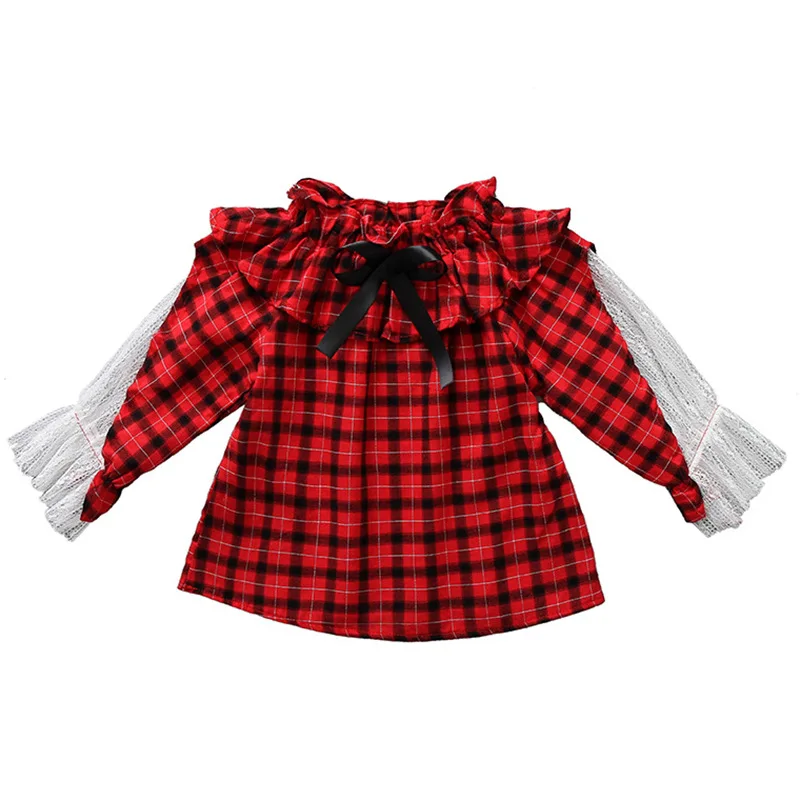 2018 детская кружевная блузка с расклешенными рукавами для девочек открытыми