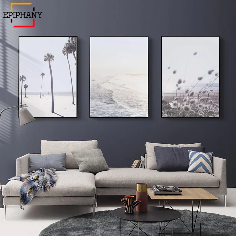 Настенные художественные принты для береговой стены постеры пальм и океана