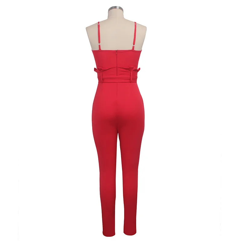 Женский Облегающий комбинезон Adogirl классический однотонный на тонких бретельках