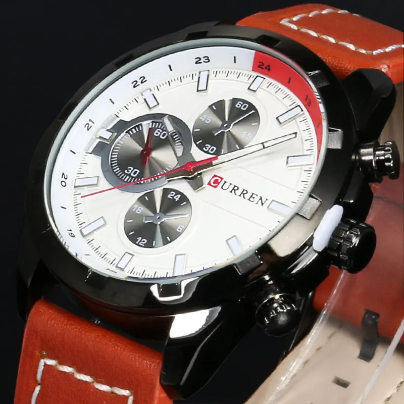 Модные CURREN Мужские часы люксовый бренд высокое качество кожа Бизнес Кварцевые