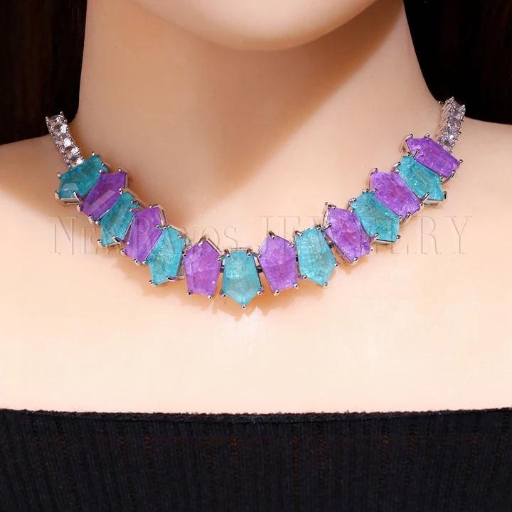 Колье Newranos Pedra Fusion Stone, многоцветное ожерелье с кристаллами, вечерние колье для женщин, модное ювелирное изделие NFX0022844
