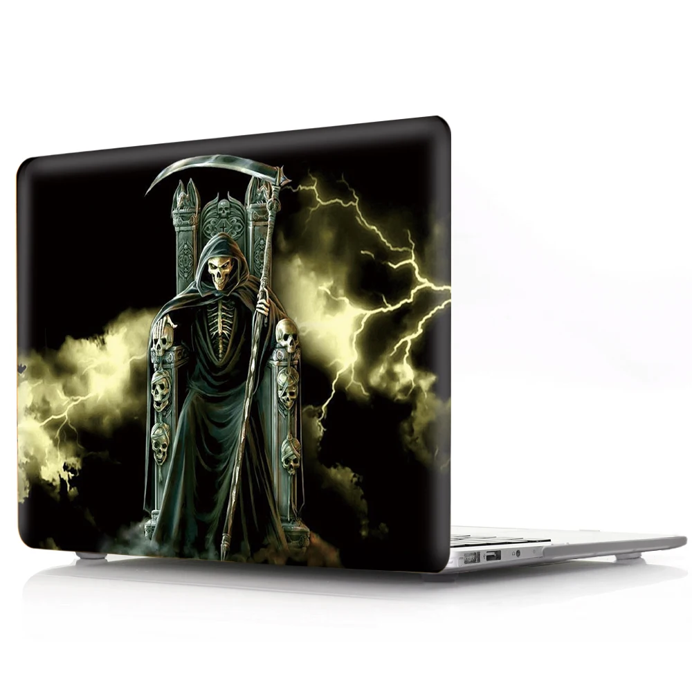 Черный чехол с черепом для Macbook Air 13 Pro 2018 из ПВХ рисунком Retina 11 12 15 ноутбука
