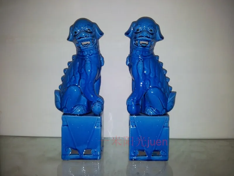 

One Pair Antique Reproduction Ceramic Porcelain Foo Dog Foo Lion