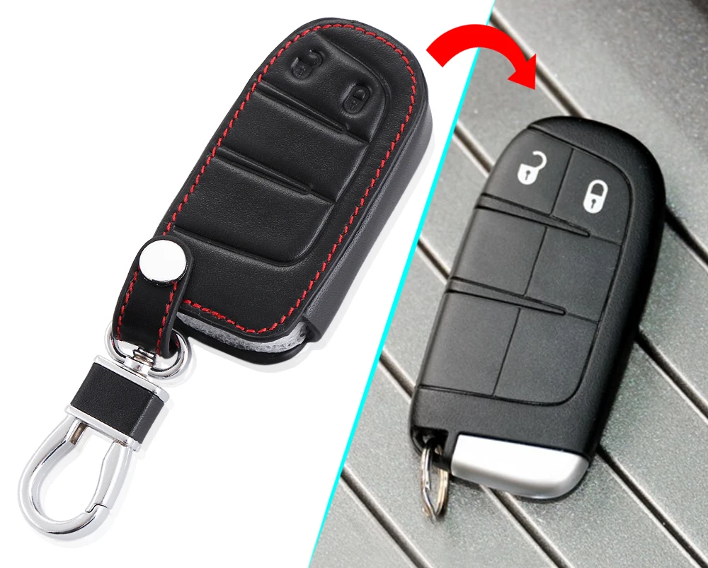 Высококачественный чехол для автомобильного ключа из натуральной кожи Jeep Cherokee