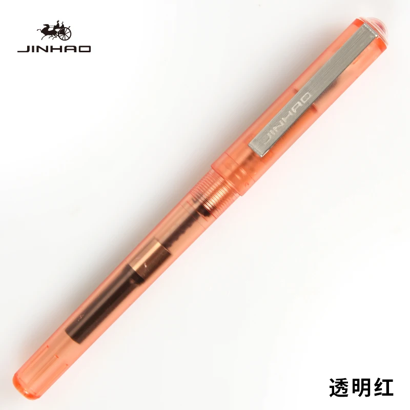 Transparent orange Новое поступление, матовая прозрачная авторучка, высокое качество, нержавеющая сталь, зажим, 0,5 мм, чернила, ручки для письма, школьные принадлежности - Цвет: Transparent orange