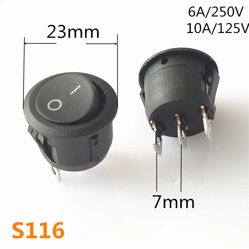 S116 SPST KCD1 2PIN 3PIN вкл/выкл круглая/квадратная лодка кулисный переключатель DC AC 6A/250V Автомобильная приборная панель пластиковый переключатель дропшиппинг - Цвет: S116