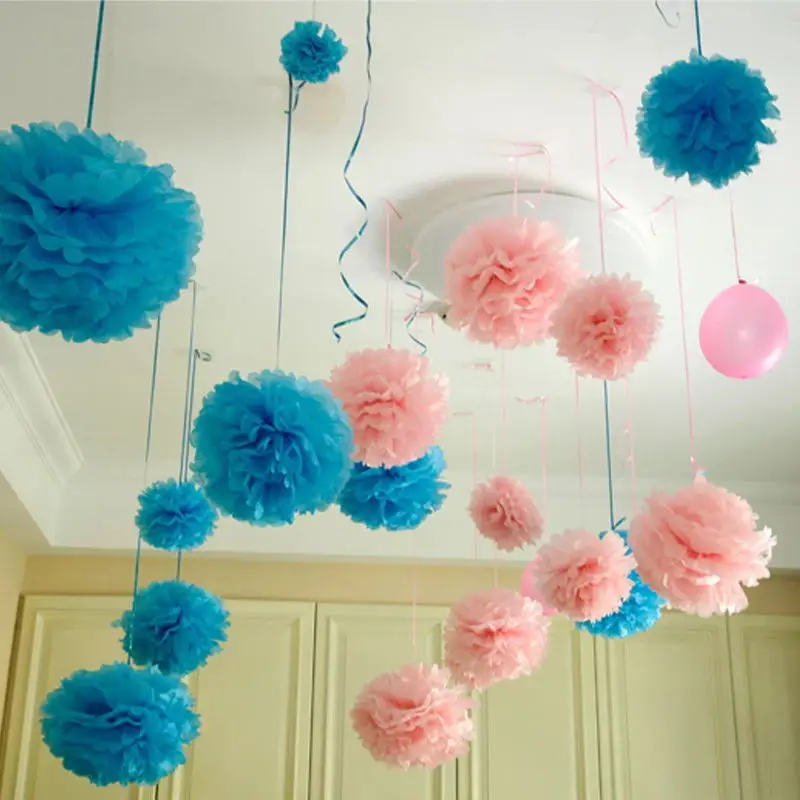 

10pcs cute babyshower decoration 30cm 12inch Tissue Paper Flowers paper pom poms balls lanterns Party Decor Craft Wedding