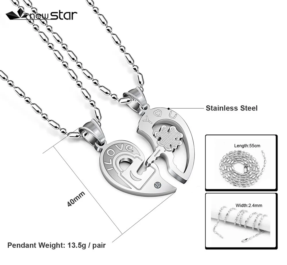 Love You Romantic Stainless Steel Half Heart Couple Pendants Necklaces Key Lock Promise Jewelry Gift | Украшения и аксессуары