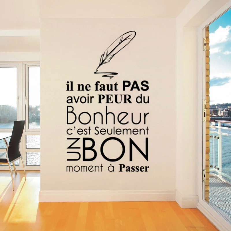 French Happiness Motto Vinyl Art Wall Stickers Home Decoration Living room Bedroom Decals Murals JG2730 | Дом и сад