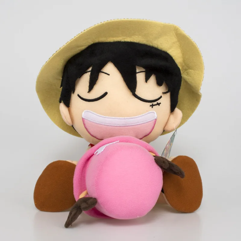 Япония Аниме ONE PIECE игрушка мультфильм 30 см Луффи Топ/обнять Тони Чоппер Плюшевые подушки Модель Популярного день рождения игрушки 14'' - Цвет: Светло-красный