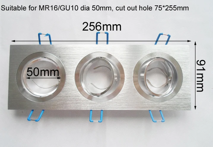 

DHL 50*3 in 1 down light fixture edge for MR16 brim for GU10 aluminum square lamp cup frame silver DIY kits spotlight