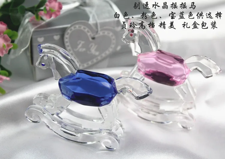 

Baby shower party gift and giveaways for guests --Crystal Toy rocking Horse Favor baby birthday souvenir gift 30pcs/lot