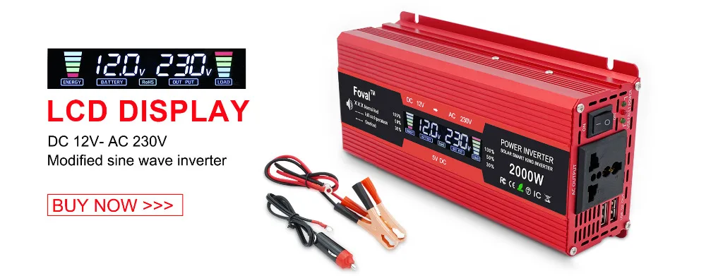 Двойной USB 2000 Вт AC/DC 12V к переменному току 220V Портативный автомобиля Мощность инвертор Зарядное устройство адаптер конвертер DC 12 В переменный ток 220 Модифицированная синусоида
