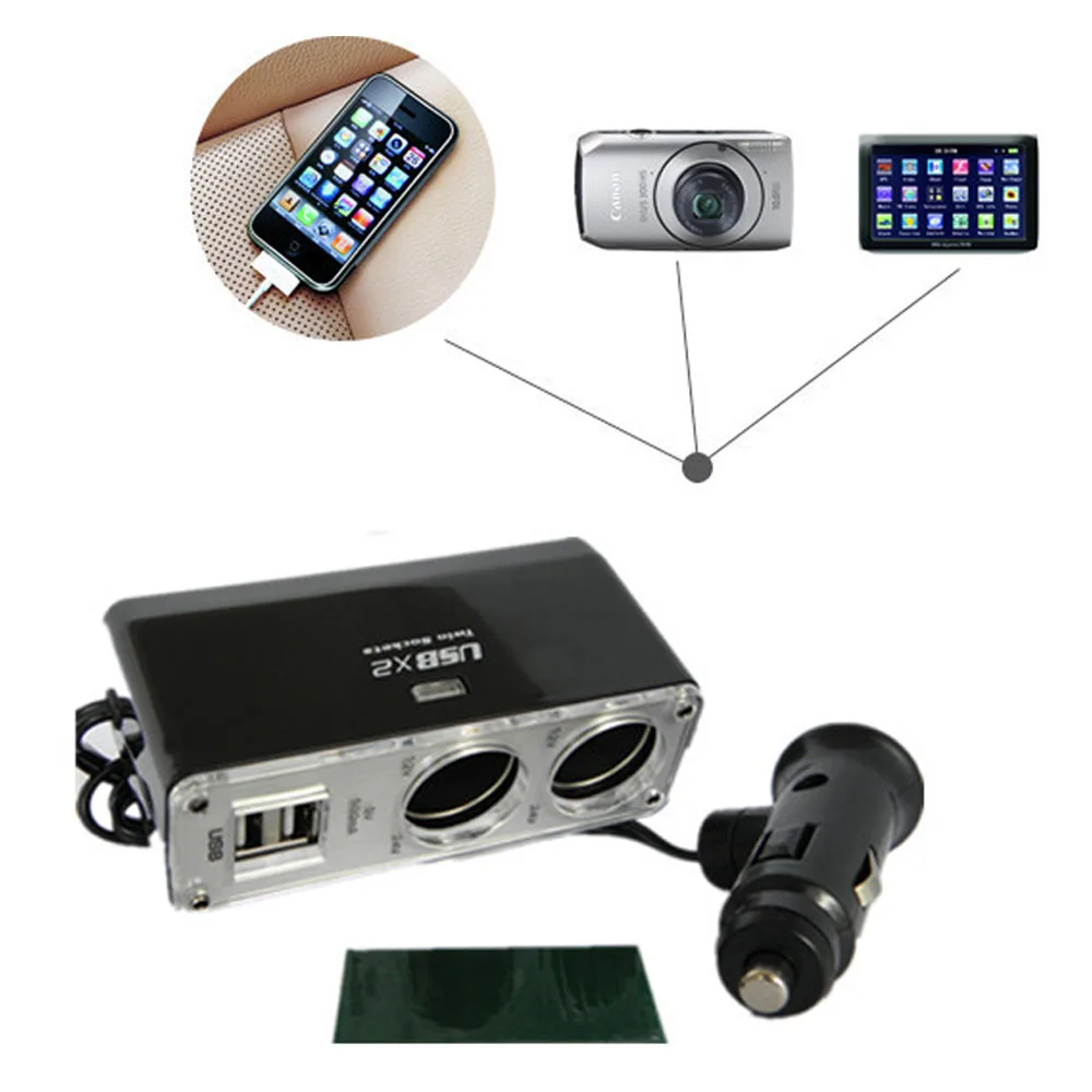 Высокое качество 2 Way автомобильного прикуривателя Мощность разъем USB Порты и