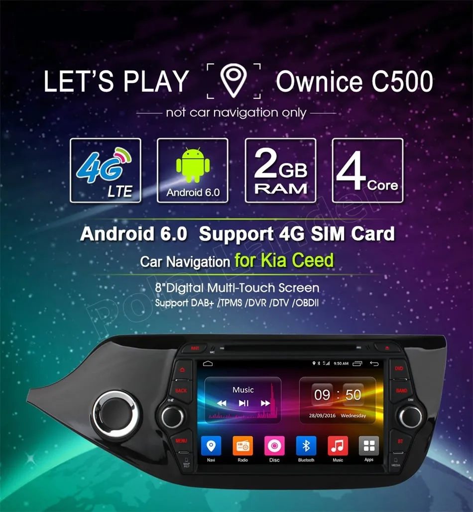 Android 6 0 четырехъядерный автомобильный DVD GPS для Kia CEED 2013 2015 Авторадио Центральная