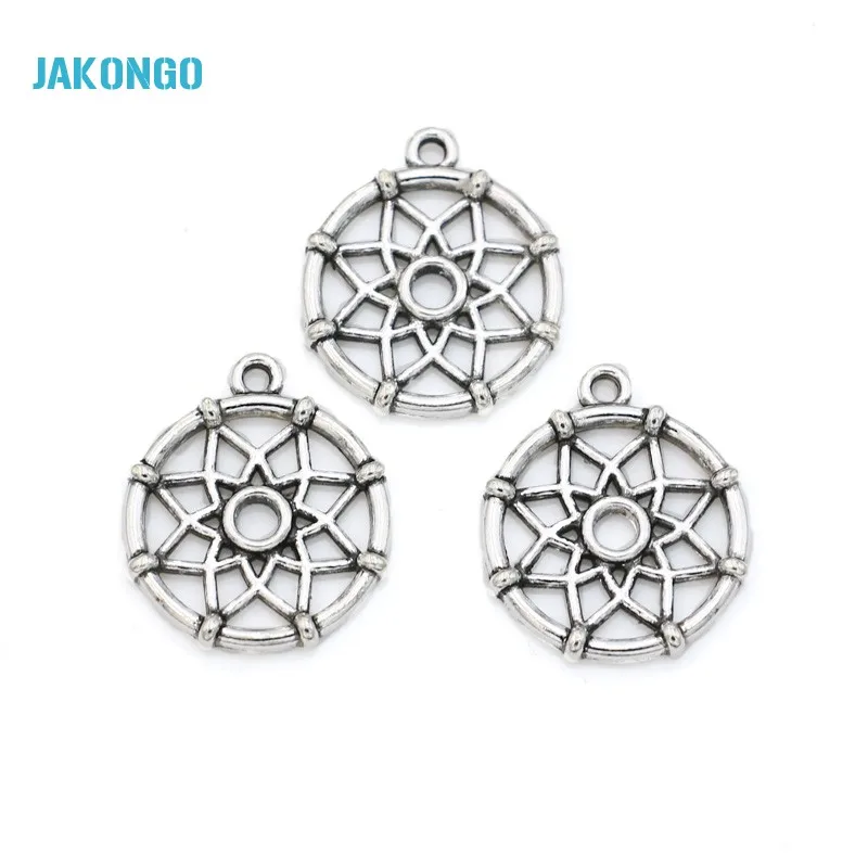 

Античный посеребренный Ловец снов Подвески кулон подходит для изготовления ювелирных изделий браслет фурнитура Аксессуары DIY ремесло 22x19м...