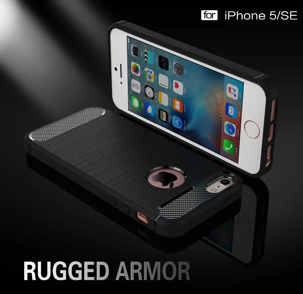 Роскошный чехол для телефона из углеродного волокна s iPhone 5 мягкого ТПУ 5se чехла 5S