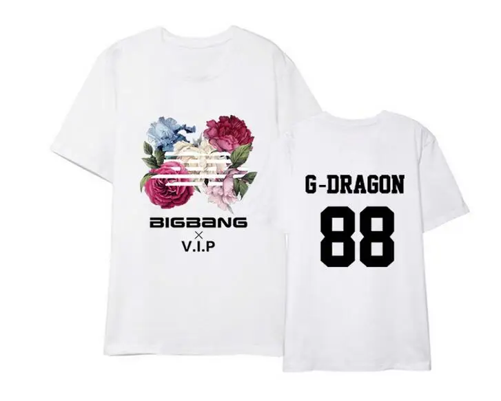 Kpop bigbang/новая футболка с короткими рукавами и принтом в виде цветка дороги