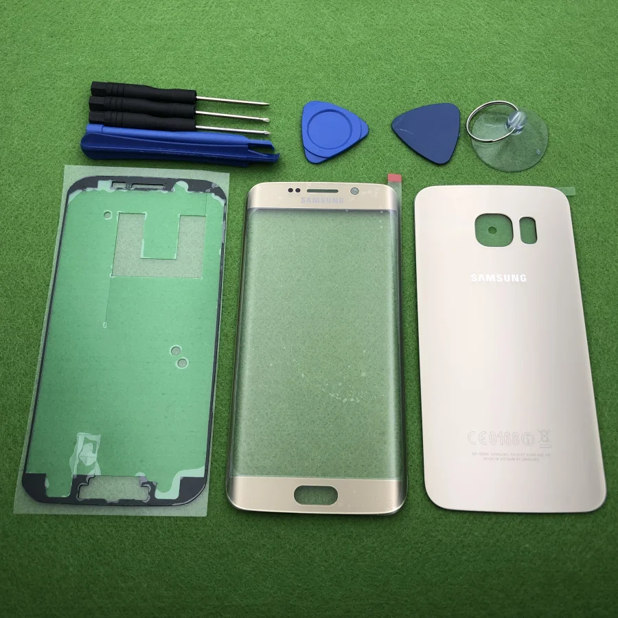 Передний экран стеклянный объектив для Samsung Galaxy S6 Edge G925 SM-G925F задняя крышка аккумулятора дверь задняя крышка корпус+ стикер инструменты