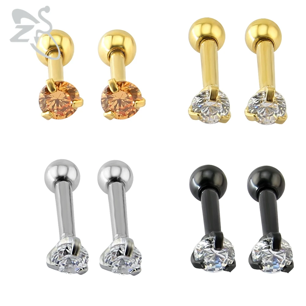 1 пара хит продаж модные серьги-гвоздики 16 г CZ цирконий хрустальные серьги для