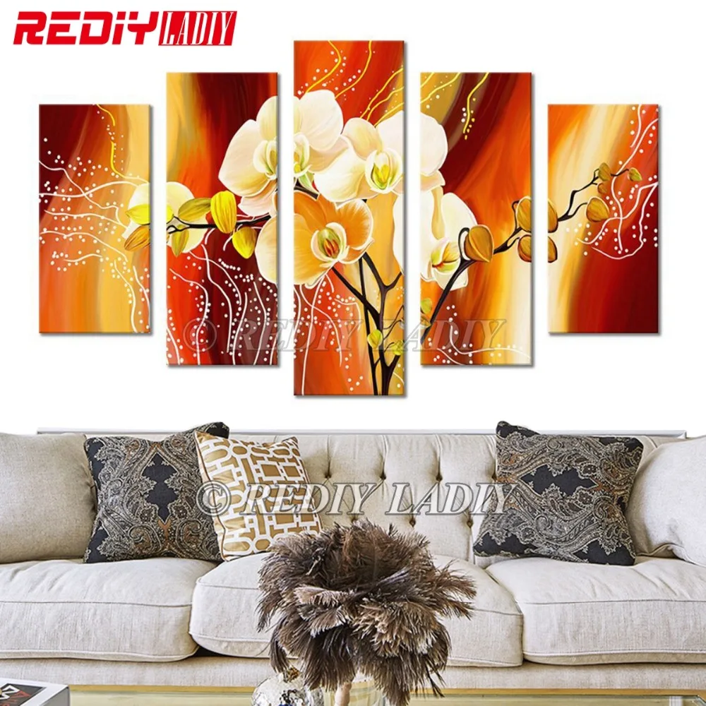 

REDIY LADIY Diamond Painting Triptych Diamond Embroidery Crystal Modular Picture Orchid Flowers Mosaic Multi Pictures Wall Art