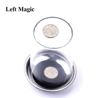 1 pcs coin penetrates into the cup tricks the good stretch coins through the glass magical steel cup mat magic trick props g8077