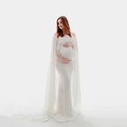 Длинное шифоновое платье с плащом для беременных, платье с воротником-лодкой для беременных шифоновая накидка, длинное платье для душа, универсальное платье