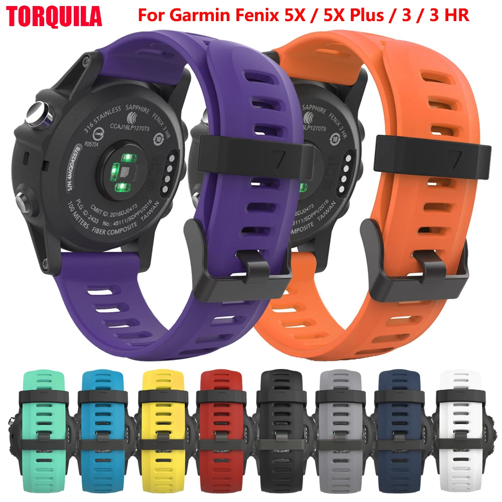 TORQUILA 26 мм силиконовый ремешок для Garmin Fenix 6X/6X Pro/5X/5X Plus/Fenix 3/3HR светильник вес SmartWatch