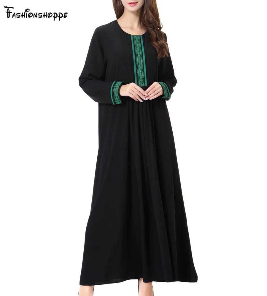 Женское длинное платье с вышивкой в турецком мусульманском стиле D205|muslim abaya
