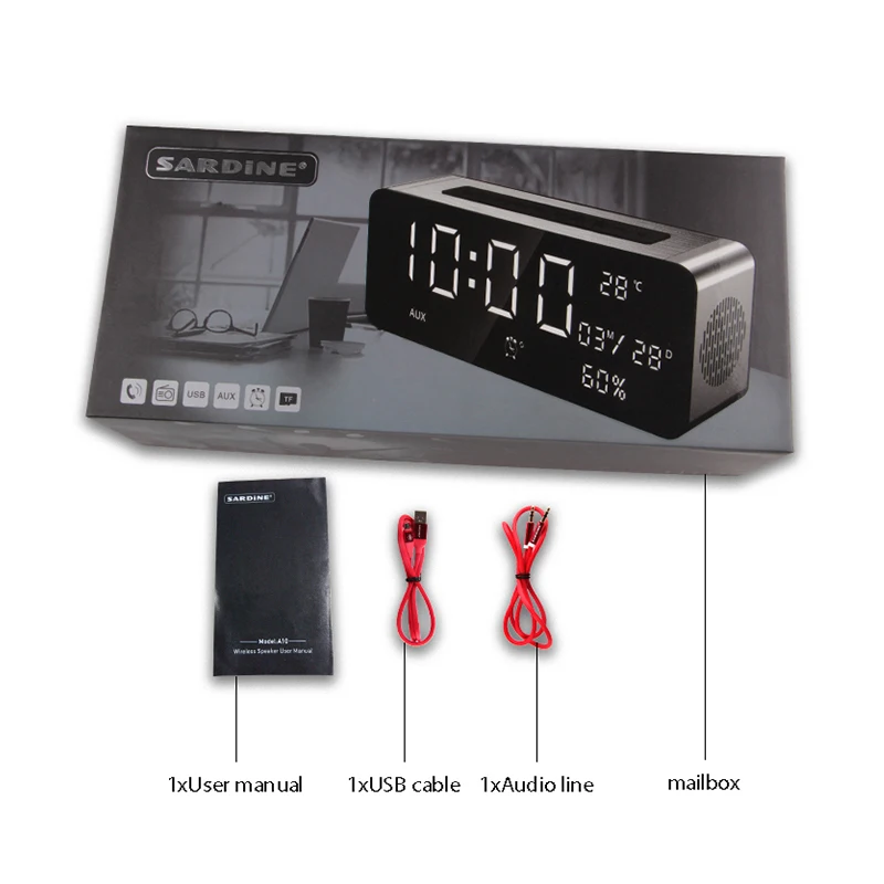 Портативный сардины A10 большой Дисплей светодиодный Беспроводной Bluetooth Динамик