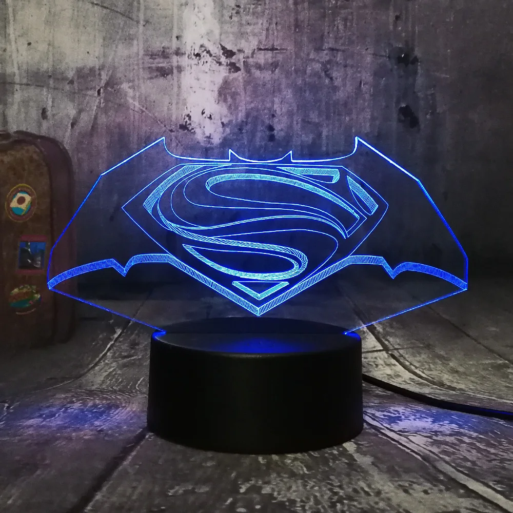 Крутой DC Лига Справедливости Супермен Бэтмен чудо женщина флэш Герой 3D СВЕТОДИОДНЫЙ Ночник светильник декор комнаты рождественский подарок детская игрушка