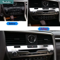tonlinker 1 pcs car styling diy stainless steel the cd control panel cover case stickers for lexus rx200t450h 2016 accessories
