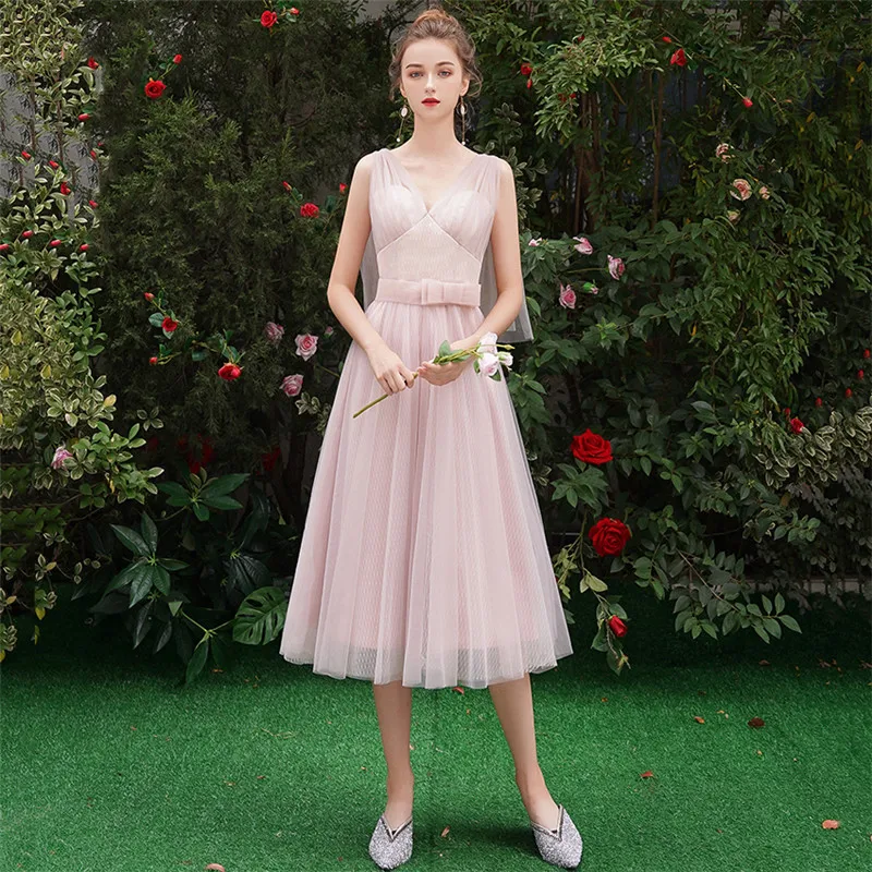 

Party Dress Women Pink S-2XL Plus Size Sling Dresses 2019 New Spring Summer Korean Sweet Sexy V Neck Slim Dress Vestidos JD71