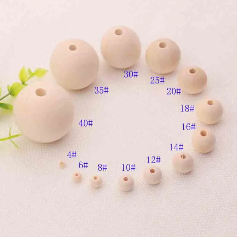 

100pcs/lot Round Natural Unfinished Wooden Beads with Big Hole Spacer Wood Beads for DIY Jewelry Making 5 6 8 10 12 14 16 18mm