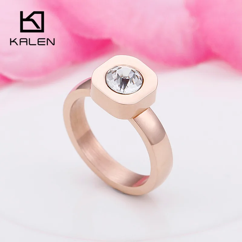 KR48052-K Недорогие кольца производства фирмы Kalen Tri-Цвет Нержавеющая сталь кольца для Для женщин Цвет Фул Mini Stone Перу кольца в богемном стиле обручальные кольца ювелирные изделия - Цвет основного камня: KR48052-K