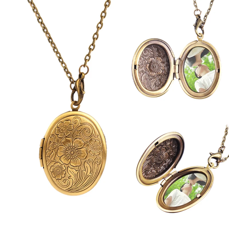 1 шт. Лидер продаж Бронзовый цветок узор кулон в виде фоторамки вечерние платье