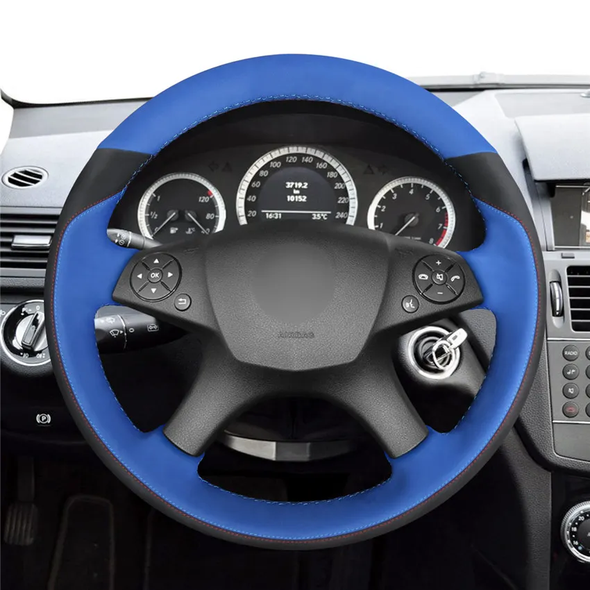 style-06 MEWANT синий из искусственной замши рулевого колеса автомобиля крышки для Mercedes Benz W204 c-класс 2007-2010 C280 C230 C180 C260 C200 C300 - Название цвета: style-06