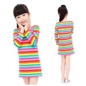 Платья для девочек, платье с радужным принтом для девочек, брендовая детская одежда, весеннее новое платье принцессы для девочек, доступна одежда для малышей
