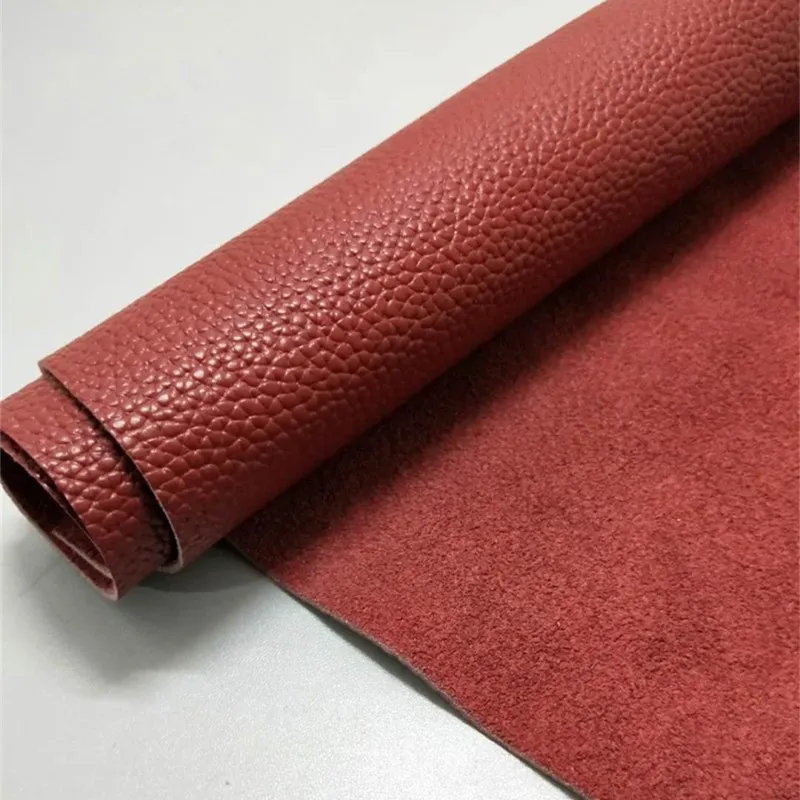 Первый слой из воловьей кожи ручной работы Diy кожаная ткань Wwine Red