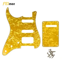 pleroo guitar accessories pickguard with back plate and 17 screws for fender left handed deluxe strat hss scratch plate