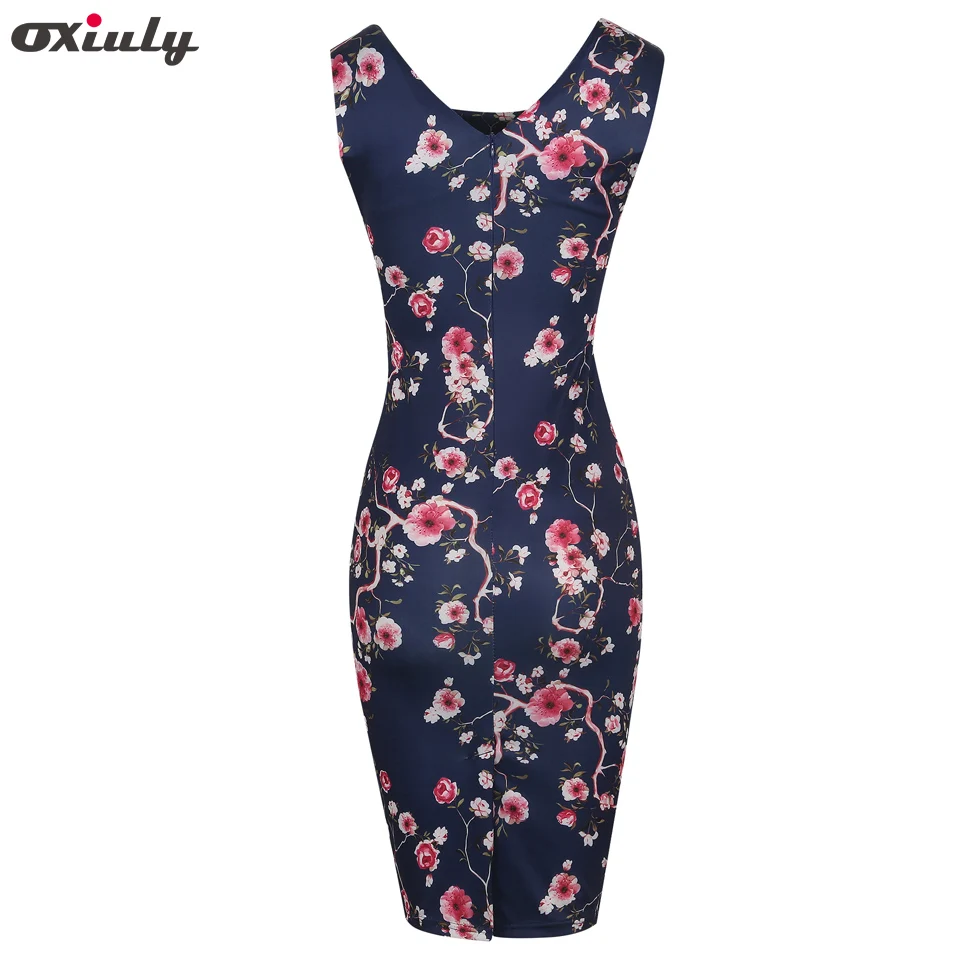 Oxiuly Pint Sheath Dress Office Ladies Bodycon Midi Autumn Slim Pencil Elegant Work Wear Knee Length | Женская одежда