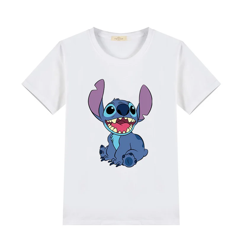 white Lilo& Stitch/Новое поступление, Детская футболка для детей от 3 до 12 лет, 11 цветов Повседневная хлопковая Футболка с рисунком для мальчиков и девочек - Цвет: white